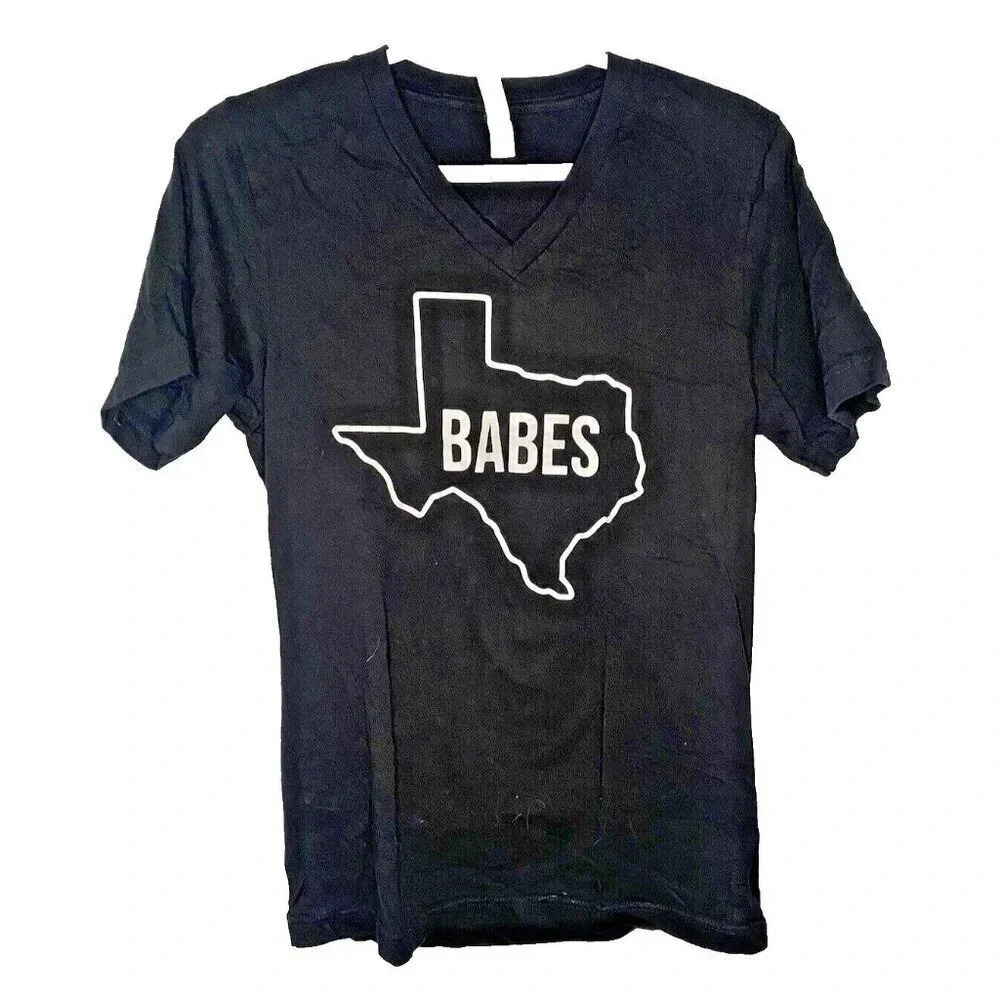Texas Babes wm's sz small vee neck graphic tee shirt